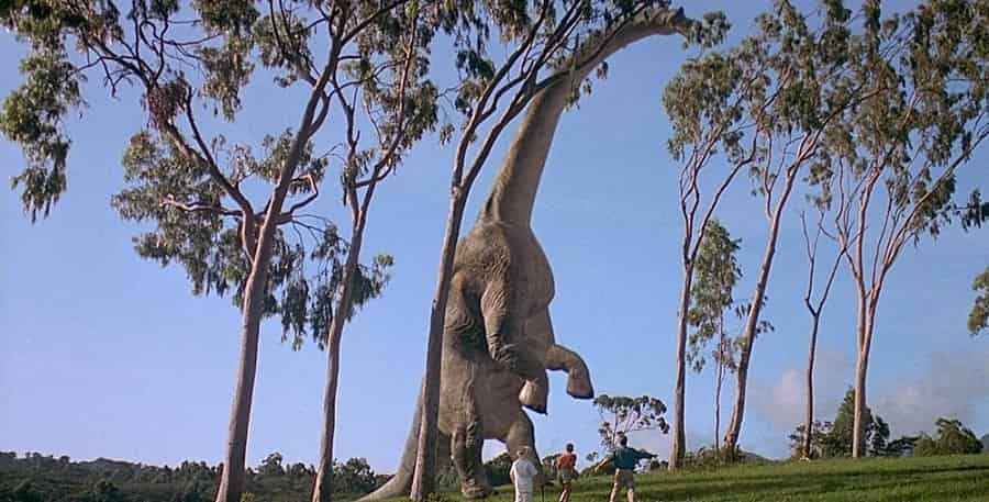 I versi dei dinosauri in Jurassic Park. Jurassic Park, 1993, Steven Spielberg, Brachiosaurus