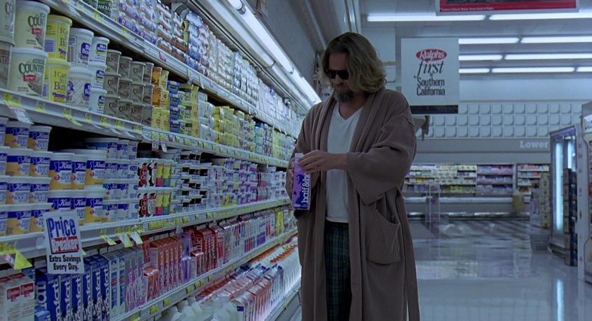  Il grande Lebowski citazioni e dialoghi di Joel Coen con Jeff Bridges, John Goodman, Julianne Moore, Steve Buscemi, drugo supermercato