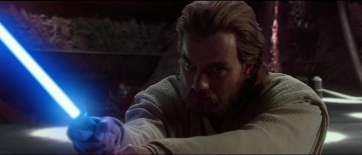 Star Wars Episodio II - L'attacco dei cloni citazioni e dialoghi, Ewan McGregor, Obi-Wan Kenobi, spada laser azzurra, combattimento