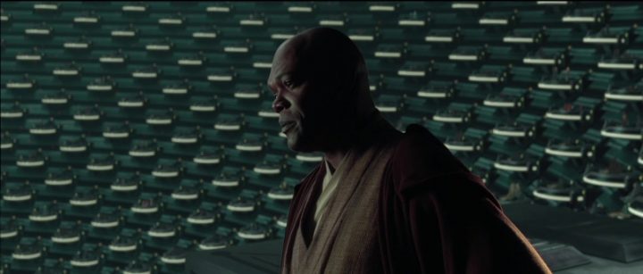 Star Wars Episodio II - L'attacco dei cloni citazioni e dialoghi di George Lucas, con Samuel L. Jackson, Mace Windu, senato