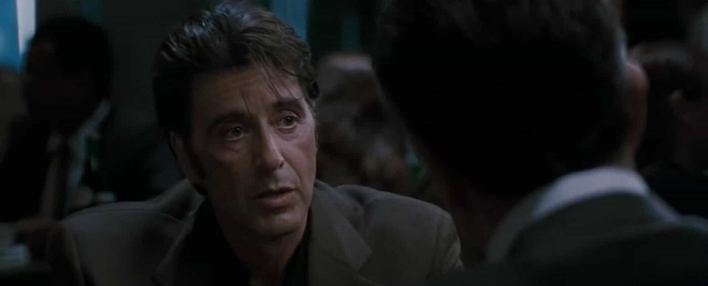 La scena del dialogo tra Robert De Niro e Al Pacino in Heat - La sfida, 1995, Michael Mann, Al Pacino, Robert De Niro