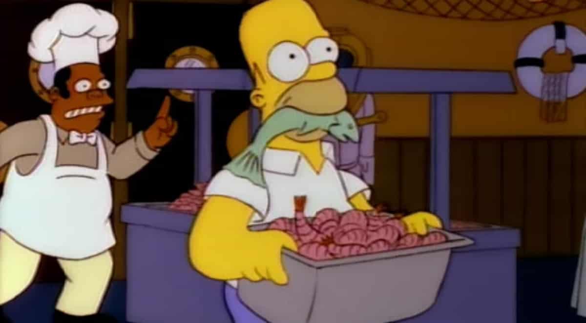 Tonino Accolla su Homer Simpson, I Simpson s4 e7 - La nuova ragazza del quartiere, Homer Simpson, pesce, The Frying Dutchman