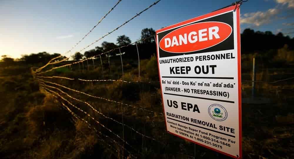 Disastro nucleare di Church Rock in New Mexico. Church Rock uranium mill spill, danger, New Mexico, USA